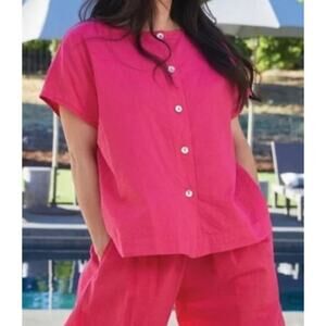 NWT Bryn Walker Bessie Shirt XL Lantana Cotton Seersucker Boxy Lagenlook USA